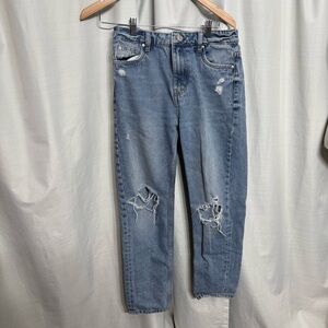 Refuge Denim Mom Jeans Size 5 Distressed Light Wash High Waist Streetwear Retro